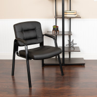 Flash Furniture CH-197221X000-BK-GG Flash Fundamentals Black LeatherSoft Executive Reception Chair with Black Metal Frame, BIFMA Certified